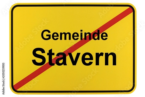 Illustration eines Ortsschildes der Gemeinde Stavern in Niedersachsen	