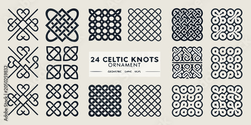 Obraz na plátne Celtic Knots Ornament Collection Black And White Vector Illustration