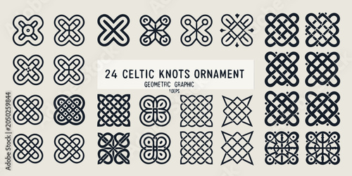 Foto Celtic knots ornament collection black and white vector illustration