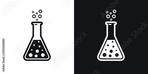 Tableau sur toile Erlenmeyer Flask Icon Black And White Silhouette Design