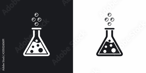 Fotografía Erlenmeyer flask icon two tone graphic with bubbling liquid
