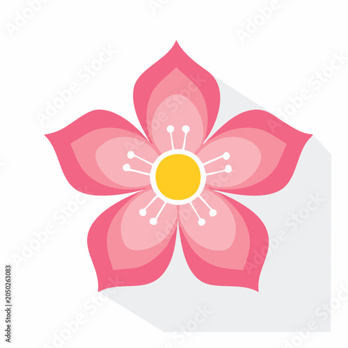 Stylized Pink Cherry Blossom Flower Icon