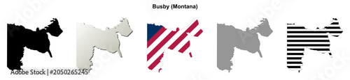 Photos Busby (Montana) blank outline map set