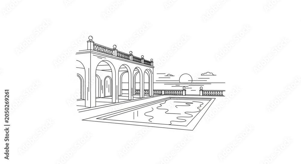 Fototapeta premium Architectural drawing of a building.