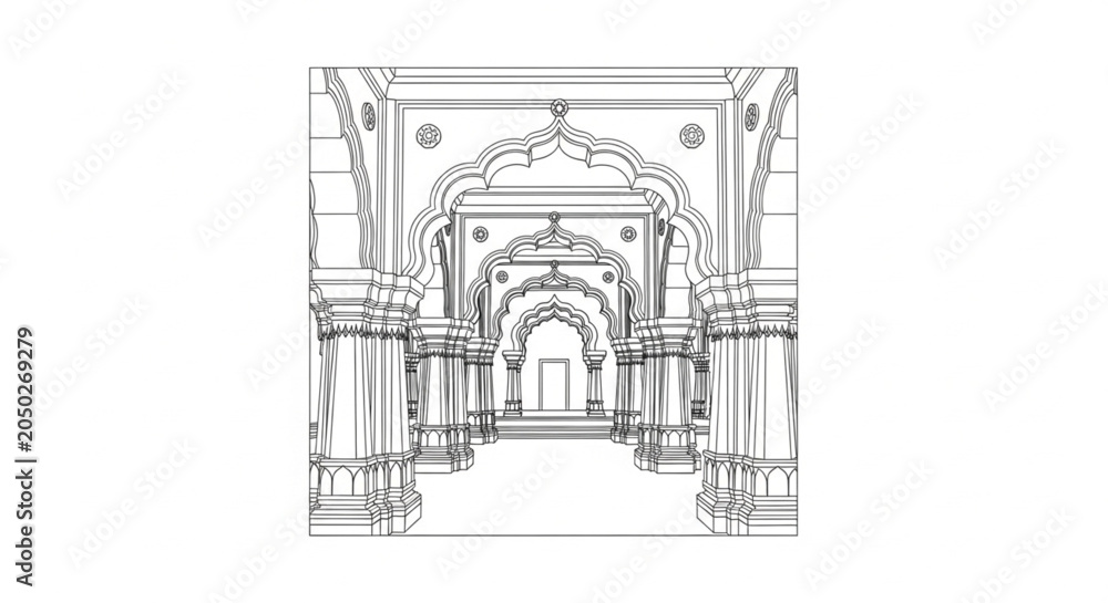 Obraz premium Architectural drawing of a hallway.