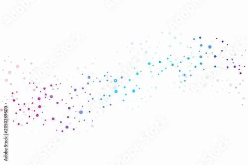 Obraz na plátne Gradient network illustration with connected nodes on a white background