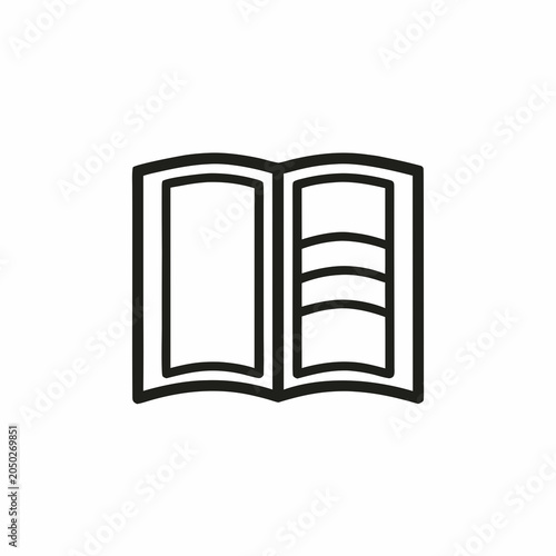 Fotografie Open Book Icon Simple Line Art On White Background