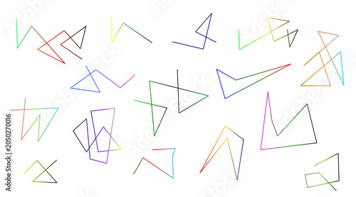 Schilderij op canvas abstract geometric rainbow polygon lines