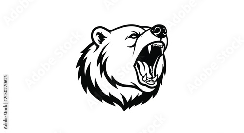 Tablou pe pânză Fierce bear head with open mouth.