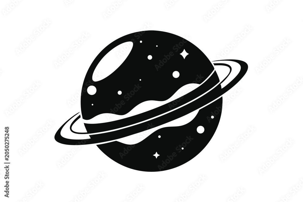Fototapeta premium planet space silhouette line art vector illustration