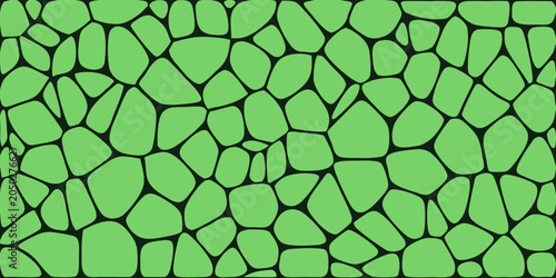 Canvas-taulu Green organic mosaic pattern with irregular shapes and black outlines