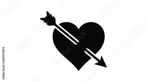 Foto Heart pierced by arrow black silhouette affection