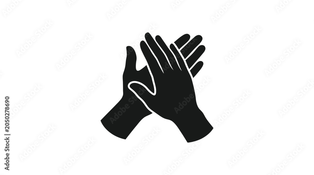 Obraz premium Clapping hands silhouette against a white background