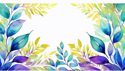 watercolor invitation card design with leaves