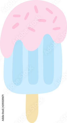 cute popsicle ice cream with sprinkle vector cartoon illustration
