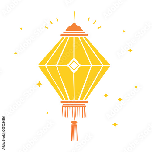 Yellow and orange lantern with stars