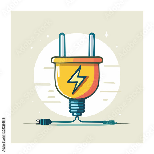Yellow electric plug with lightning bolt symbol
