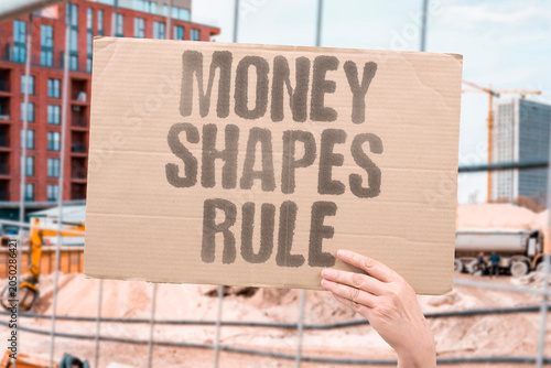 Canvastavla "Money shapes rule" Financial power determines regulations