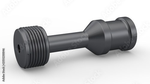 Metallic Black Pin and Shaft. Isolated. White background. 3D render