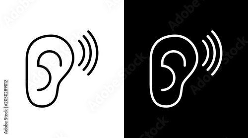 Listening  White Icon Set Design