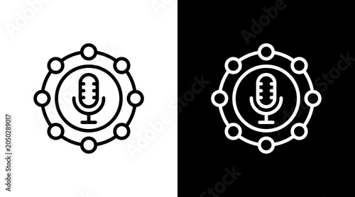 Podcast Channel  White Icon Set Design