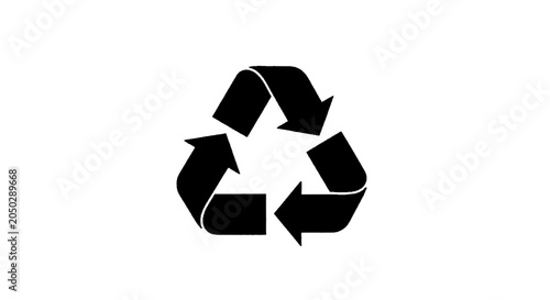 Minimal black silhouette icon, simple flat vector, bold black shape, no, no shading recycle symbol on a, flat icon style