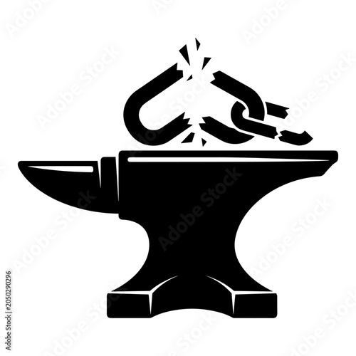 Εκτύπωση καμβά Heavy metal anvil with broken iron chains icon.