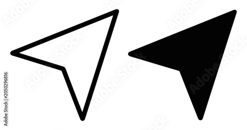 Foto Set of two simple black and white arrow cursor icons in outline and solid style