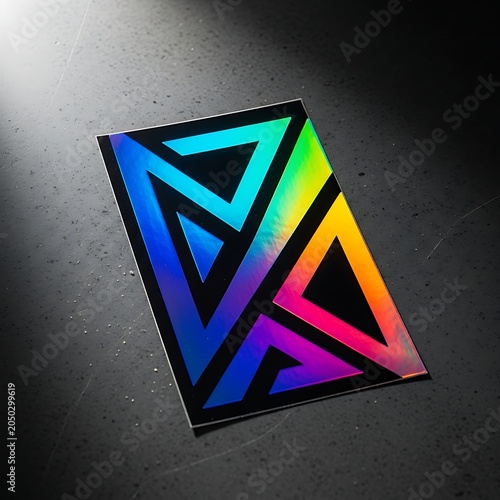 Vibrant Geometric Triangle Design With Rainbow Colors.