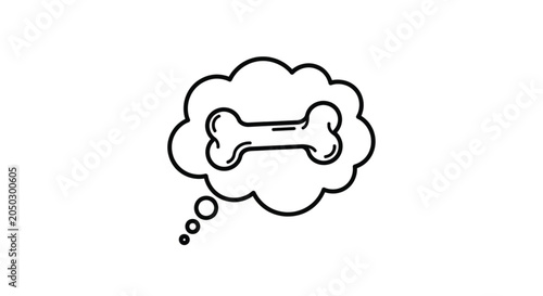 Bone in thought bubble icon.