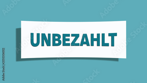 Quadro su tela unbezahlt (unpaid) - A card isolated on light green background.