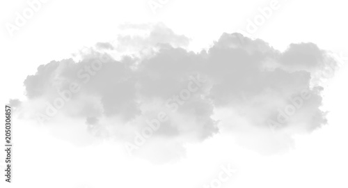 Bild auf Leinwand Long Horizontal Gray Cloud Layer, Soft Overcast Sky Strip Isolated on Transparen