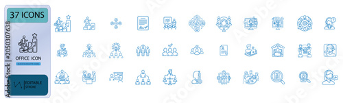 Corporate Office Color Icon Collection Vector Pack