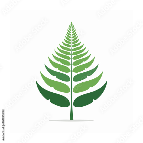 Green fern leaf icon in flat design style