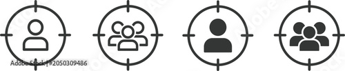 Konstfotografi Target audience icons set single person group couple and multiple individuals
