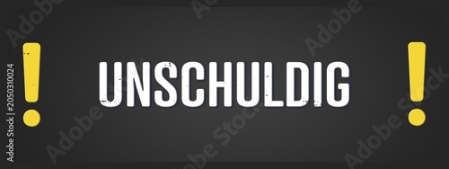 Photos unschuldig (innocent) - A blackboard illustration with white text