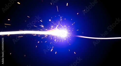 Cosmic Light Burst Explosion in Deep Space with Radiating Star Energy and Glowing Blue Particles