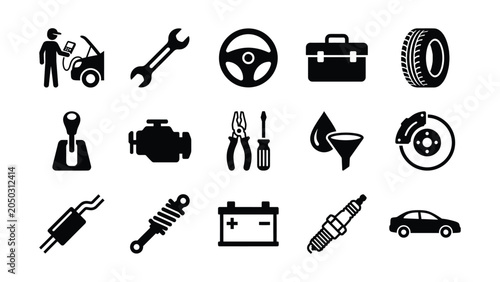 Konstfotografi Set of automotive repair and car service icons.