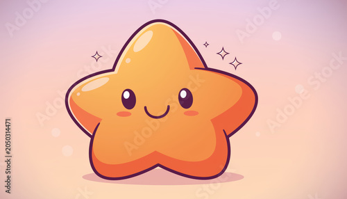 Orange smiling star Generated illustration 