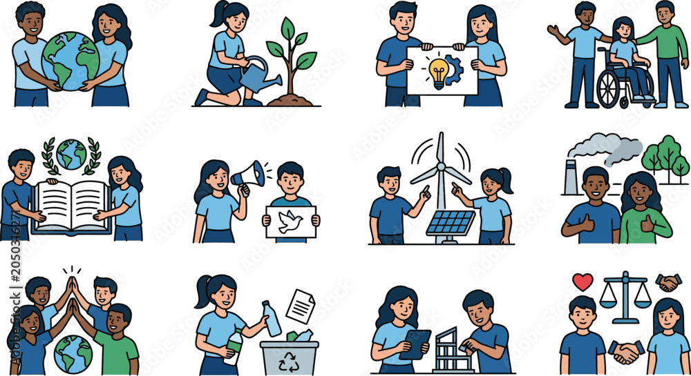 Fototapeta premium Diverse People United for Environmental Sustainability and Teamwork