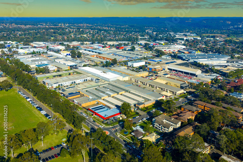 Quadro em tela Aerial photograph of a large and developing industrial and logistics precinct in