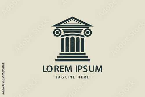 Vintage architectural column pillar logo design template