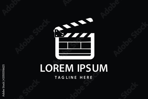 Movie clapperboard cinema and film production logo template