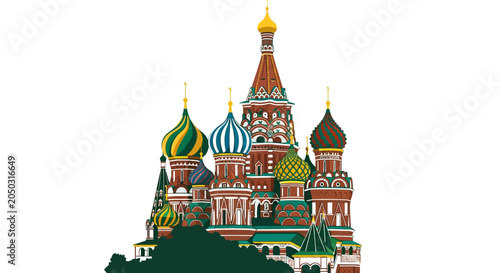 Colorful illustration of Saint Basils Cathedral Moscow architecture.