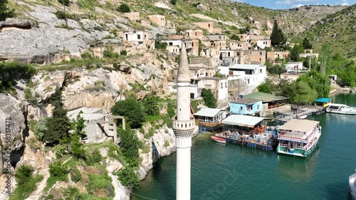 Halfeti Savasan Village Aerial View, May, 11, 2023, Sanliurfa, Halfeti, Turkey