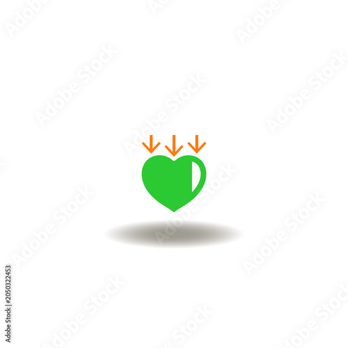 Vector illustration of heart with arrows inside. Symbol of core values.