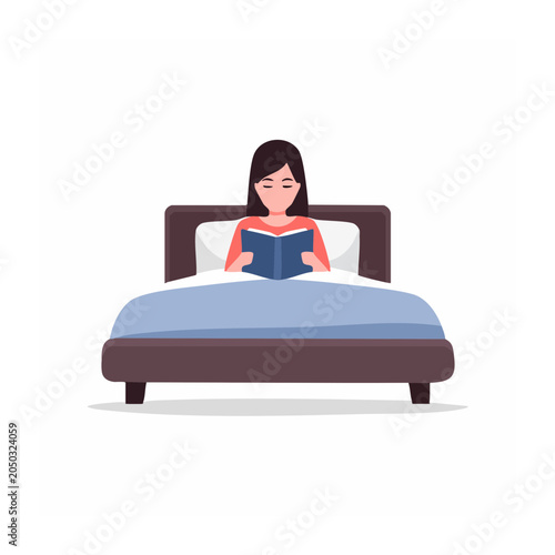 Woman reading a book in bed