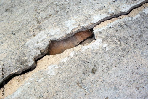 Hairline crack, major structural wall damage, maybe earthquake damage, disaster