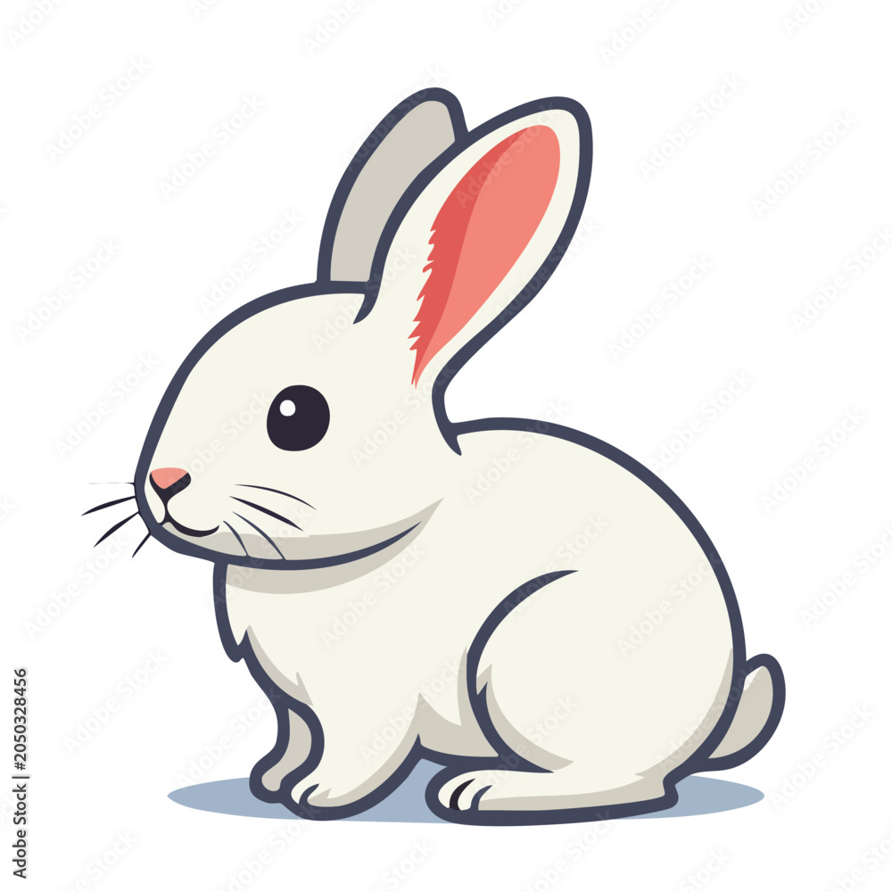 Obraz premium Cute cartoon white rabbit illustration