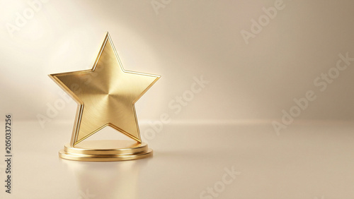 Radiant Golden Star Trophy Award Shining Toward Excellence Achievement and Success Perfect for Recognition Advertising Recruitment and Corporate Quality Award Presentations
